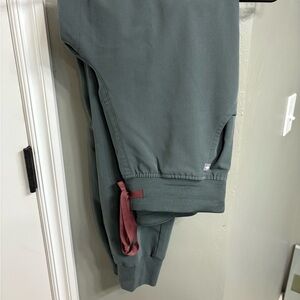 Figs Women's Dark Green Joggers with Red Drawstring